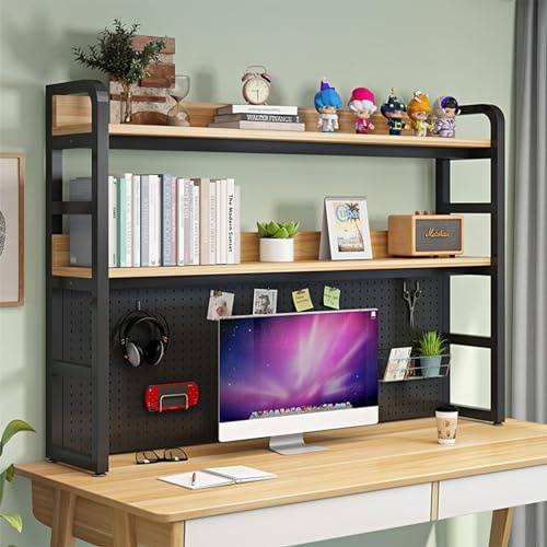 Organizador De Escritorio De Oficina Estantería De Escritorio Industrial De 2 Niveles Librería Multifuncional De Sobremesa Para Ordenador Estante De Exhibición Independiente Multifuncional(A,135*27*10