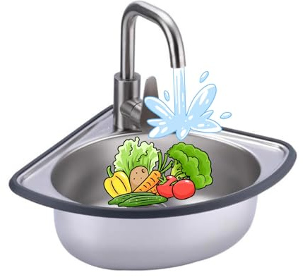 ZHANGYON Lavello in Acciaio Inox a Una Vasca, lavabo Spesso a Parete, Stazione lavamani Portatile, lavello angolare per Lavare la Preparazione degli Alimenti