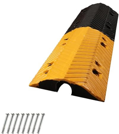LYUCAYHQ 1 Pieza Protector Cable de 1 Canal, Capacidad de 5 Toneladas/Eje Rampa Coche Resistentes, Pasacables Suelo, Canaleta Cables, para Interior y Exterior(100 * 35 * 8.5cm/39 * 14 * 3.3in)