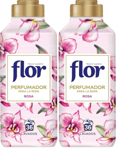 Flor Perfumador para la Ropa con fragancia floral Rosa, hasta 36 dosis, 720ml, 1 Unidad (Paquete de 2)