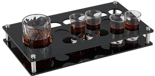 UNICRAFTALE 16 Shot Glass Tray Holder Bar Acrylic Shot Glasses Holders Beer Wine Glass Cup Serving Tray Cups Organizer Holder Shot Glass Display for Family Christmas Party Bar Club