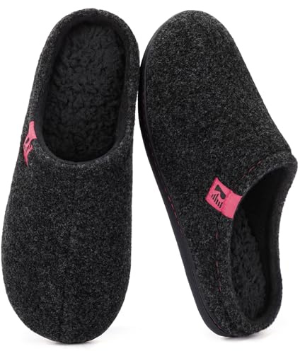 RockDove Pantuflas de Fieltro para Mujer, Forro Polar Acogedor Y Suela de Agarre Interior, Negro, 36/37 EU