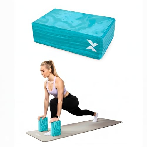 XTREXO EVA Yoga Block in Blau 140 x 220 x 70 mm Ideal für Yoga, Pilates oder Rehabilitation Stabil und bequem im Gebrauch Aus widerstandsfähigem EVA-Schaum Yogablock