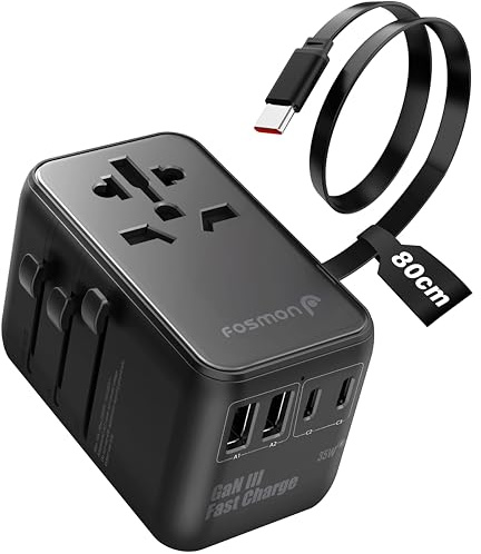 Fosmon Universell Reseadapter GaN III 35W USB C USB A Kablem