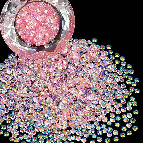 Wholesale Bulk Bag - 1000 diamantes de imitación de resina de 6 mm con parte trasera plana, redondos, no termoadhesivos para uñas, vasos, adornos brillantes, piedra de cristal suelta con purpurina
