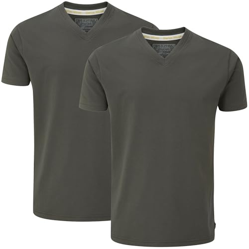 Charles Wilson Paquete 2 Camisetas Cuello Pico Lisas (L, Graphite (1024))