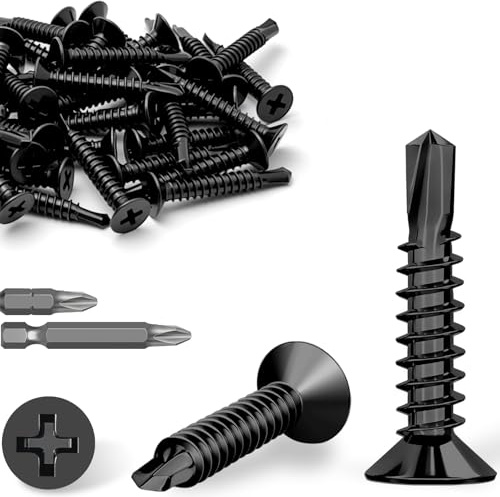 Mbsomnus 60 Piezas Tornillos Autoperforantes M4,8x25 mm | Tornillos Roscachapas, Ranura en Cruz, Acero Inoxidable 410, Tornillos Autorroscantes para Metal, Cabeza Plana, Muebles DIY