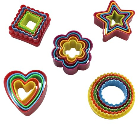 Cookie Cutter Shape, 25 Pcs Mini Cutter Sets, Round, Love, Star, Square and Flower CookieSets, Suitable for Spending Happy Time,Kitchen Baking