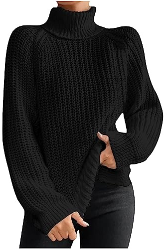 Maglione grosso da donna lavorato a maglia autunno inverno caldo maglione a collo alto oversize manica lunga accogliente maglione a collo alto maglione pullover felpe da donna caldo maglione top da