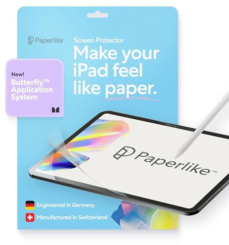 Paperlike® 3 Screen Protector (2x) for iPad Air 13 inch (M4 / M3 / M2) & iPad Pro 13 inch (M5 / M4) – True Paper-Feel, Bubble-Free Install (Butterfly), Protects Pencil Tip