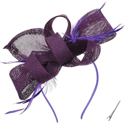 ETOFETE Fascinator Damen Kopfschmuck Haarreif Fasching Karneval Champagne Bow Victoria Vintage Kostümhut 1920er 50er Feder Teeparty Hüte Frauen Mädchen Maskenball Kostüm Party Kopfbedeckung