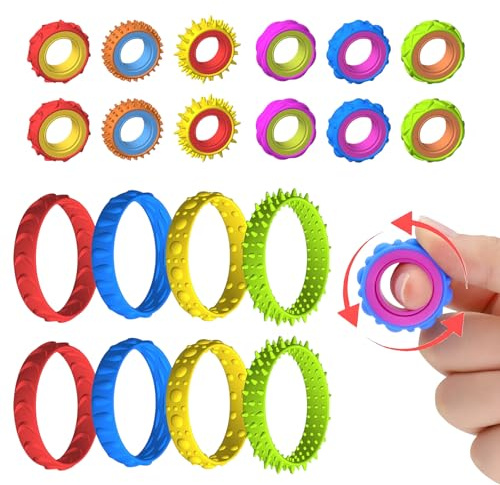 20 Pcs Anti Stress Ring, Doppellagige Fidget Ring Toys für Kinder Erwachsene Zappelspielzeuge Adhs Hilfsmittel Spielzeug,Geeignet FüR Kinder Und Erwachsene,Lindert AngstzustäNde