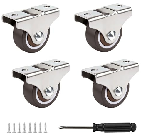 Xahpower Lot de 4 Roulettes pour Meubles, Roulette Fixe, Roue Meuble pour Petits Appareils, Meubles en Palettes, Projets de Bricolage (25 mm)