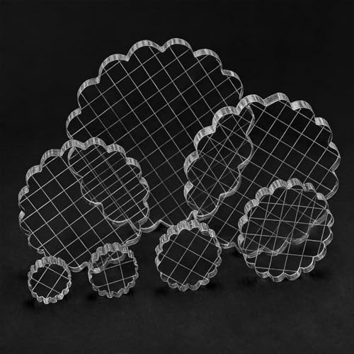 9 Pezzi Blocchi Acrilici per Timbri Trasparenti con Linee Griglia per Fai-Da-Te e Scrapbooking Album