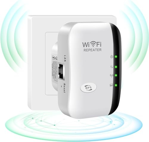 WiFi Extender Booster, 2.4GHz 300Mbps Internet booster, WiFi Booster Range Extender Up to 5000sq.ft and 50+ Devices, , Wi-Fi Repeater Wireless Signal Amplifier with Ethernet Port, Quick Setup (White)