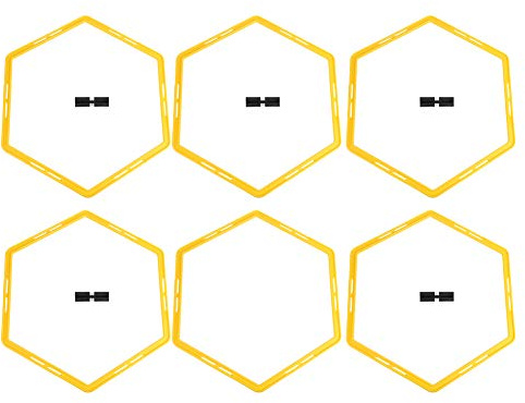 Hapivida Anillos Hexagonales Agilidad 6 Piezas, Set Entrenamiento Poligonal Step Hexagonal Equipo Fútbol Ejercicio Físico PP Material