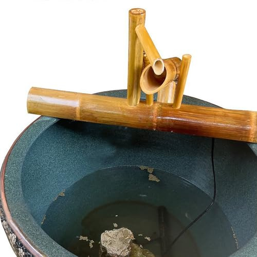 Kit fontana in bambù ad energia solare con ugello a cascata, fontana per esterni