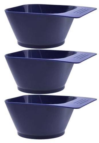 MAGICLULU Cuencos para Teñir Cabello de Plástico Azul, Set de 3, Mango Recto, para Uso en Tratamientos Capilares en Peluquería
