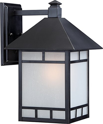 Nuvo Lighting 60/5602 Drexel Medium One Light Wall Lantern 100-watt A19 Outdoor Porch and Patio Lighting with Frosted Seed Glass, Stone Black