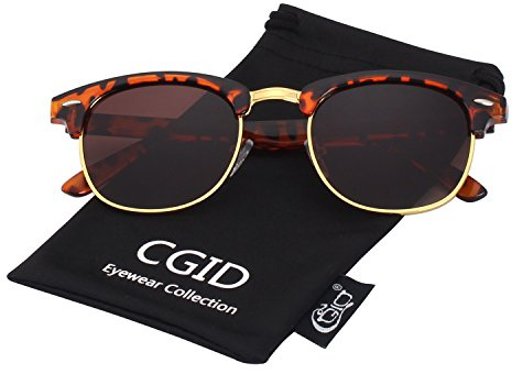 CGID Sonnenbrille Herren Damen Retro Polarisiert Horn Gestell Halbrahmen