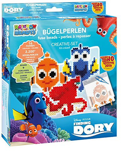 Craze 54537 - Rainbow Beadys Bügelperlen Kreativ Set Disney Pixar Findet Dorie, inklusiv Zubehör, 2200 Perlen, blau