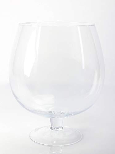 INNA-Glas Kugelvase - Brandy Glas Liam mit Fuß, klar, 38cm, Ø 29cm | Glasvase - Dekovase
