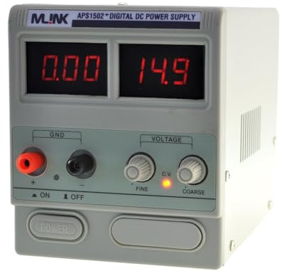Mlink APS1502+ Fuente de Alimentación Regulable 0-15V 2A 30W con Display LED Digital para Laboratorio y Electrónica