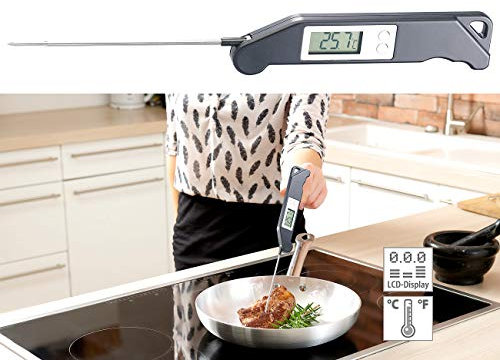 Rosenstein & Söhne Termómetro de azúcar: Termómetro doméstico digital, plegable Sonda de 13 cm, hasta 200 ° C (té termómetro, Termómetro doméstico, Termómetro de baño)