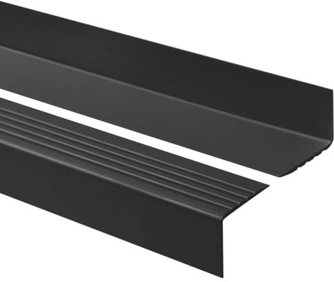 Quest Treppenkantenprofil PVC 50x42 mm ohne Kleber - Schwarz, 150 cm | Rutschfester Stufenkantenschutz ohne Klebeband, schützt Treppenkanten vor Abnutzung, mehr Sicherheit auf der Treppe