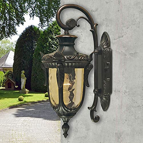Licht-Erlebnisse Wandlampe Braun Metall Glas IP44 Haus Rustikal opulent AMY Vintage Lampen Wand außen Hof Haustür