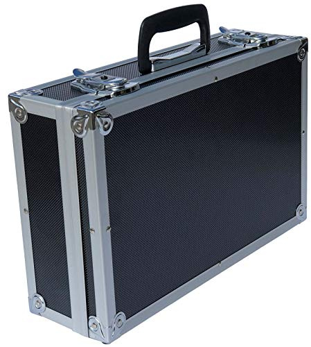 ECI® Aluminium Koffer Schwarz mit Würfelschaum Leer-Koffer Alukoffer Alu Box Werkzeugkoffer LxBxH 400 x 250 x 115 mm