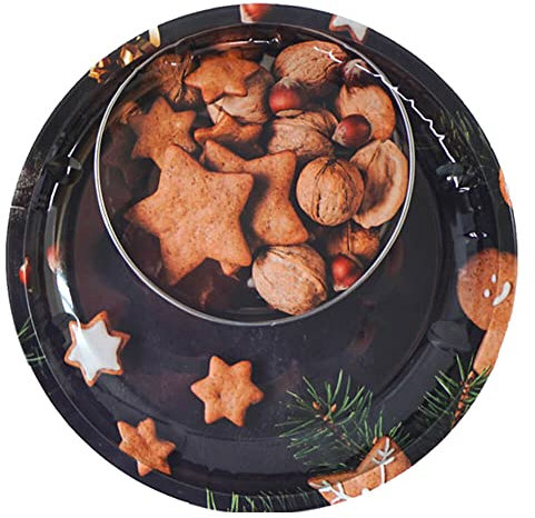 Sternfabrik Gebäck & Deko Teller 26cm Ø Höhe: 3cm Metall Weihnachten Dekoration Plätzchen (Design #4)
