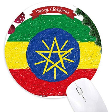 Streifen Äthiopien Flaggen Zeichnen Rund Gummi Maus Pad Weihnachtsbaum Mat