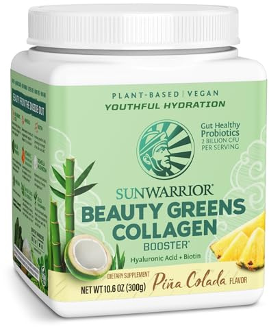 Sunwarrior - Beauty Greens Collagen Booster (300g) Piña Colada – Mit Kollagen, Vitamin C und Antioxidantien – Für Haut, Haare und Nägel – Vegan & Ohne Zuckerzusatz