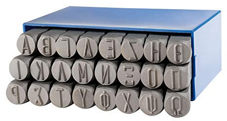 GRAVUREM-Schlabuchstabensatz, Schlagstempel, Prägestempel, Einschlagbuchstaben A-Ω GRIECHISCHES ALPHABET / 2mm