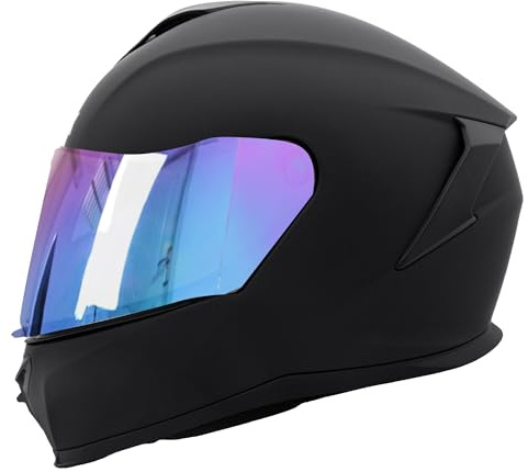 Zorax Falcon Full Face Motorbike Helmet + Extra Iridium Visor | Matt Black M (57-58cm) Motorbike Motorcycle Helmet Road Legal ECE 2206