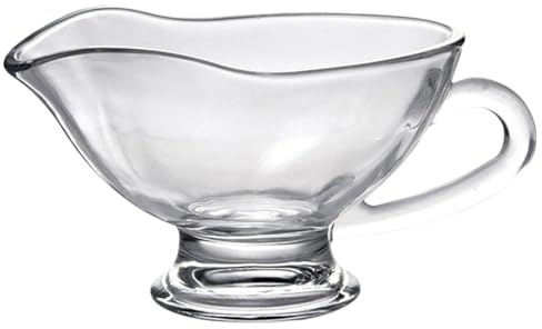 Cabilock Glass Gravy Boat with Lid 7.1Oz Clear Glass Sauce Serving Dish for Gravy Dips Condiments - Ideal for Kitchen Dining and Entertaining