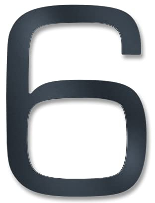 Metzler Moderne Hausnummer aus massivem Stahl - Moderne Schriftart - Feinstruktur Pulverbeschichtet Anthrazit RAL 7016 - inkl. Befestigungsmaterial - Höhe 20 cm - Ziffer 6