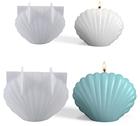 Moldes de resina de concha 3D de silicona, 2 tamaños, moldes de epoxi de concha marina, moldes de silicona para hacer jabón, decoración del hogar, manualidades de resina DIY