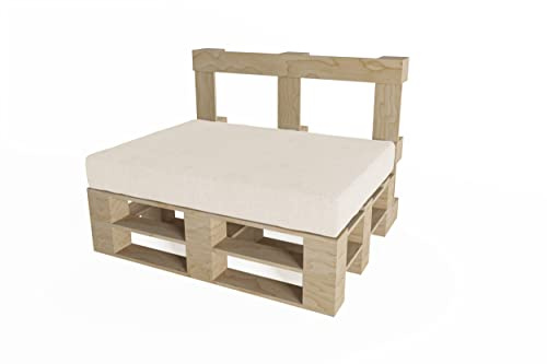 chilly pilley® Palettenkissen Set oder Einzeln mit abnehmbaren Bezügen – Weiche Sitz- und Rückenkissen für Europaletten, Viele Farben & Größen – Komfortable Auflagen (Sitzkissen120x80x10 Creme)
