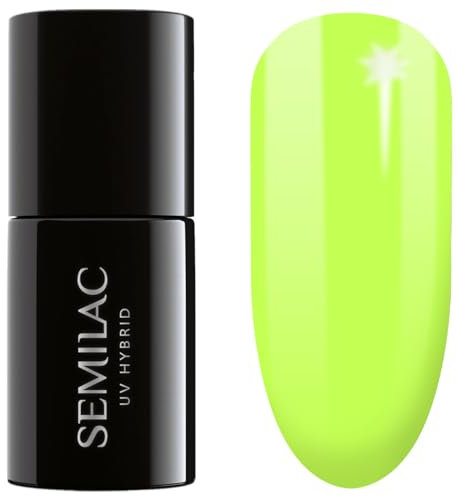 SEMILAC 440 Energetic Lime Nail UV Gel Polish | Long Lasting and Easy to Apply | Soak off UV/Led | Perfect for Home and Professional Manicure and Pedicure 7 ml