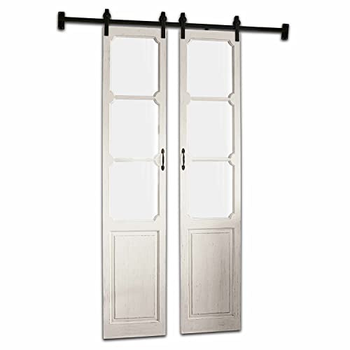 Loberon Double Porte coulissante Tibout, Blanc Vieilli