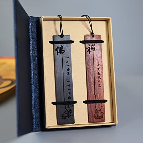 2 Stück Holz-Lesezeichen Mit Box,Holzschnitzerei,Lesezeichen-Lesezeichen-Box-Set,Buddha-Lesezeichen Für Frauen,Männer Und Buchliebhaber