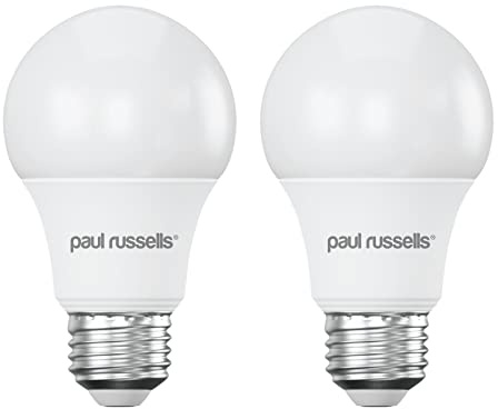paul russells Dimmable E27 Screw Bulb 60W Equivalent – 8.5W LED Light Bulbs, Warm White 2700K Edison A60 LED GLS Dimmable Light Bulb, Energy Saving Light Bulb for Ceiling Lights & Lamps, Pack of 2