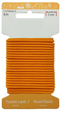 MITSY Reißfeste Rund Gummiband Gummikordel Gummibänder zum Nähen Breit 3 mm 5 m Orange Stark Rundgummi Gummilitze für Hosengummi Haushalt DIY Handwerk Stoffe zum Nahen