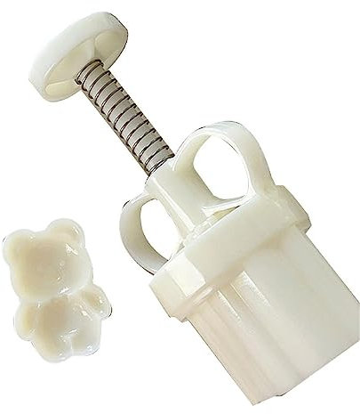 Carton Bear Stamp Hand Press Moon Cake Mould Plastic Mooncake Mold Cookie Cutter Bakeware Tool Fondant Pastry Mold Art Cartoon Bear Pastry Tool Household