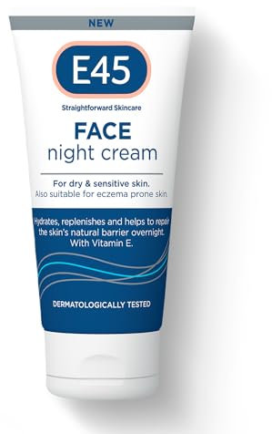 E45 Face Night Cream - Nourishing Night Moisturiser to Restore Skin Barrier – For Sensitive Skin & Eczema Prone Skin - Regenerative & Firming Night Cream - Perfume Free - Dermatologist Approved - 50ml