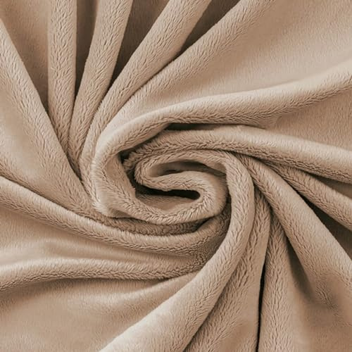 Textrend Stoff Minky - Plüschstoff - Meterware - 1 Meter 160 x 100 cm - Stoffe zum Nähen - Kinder - weich kuschelig - Glatt Beige