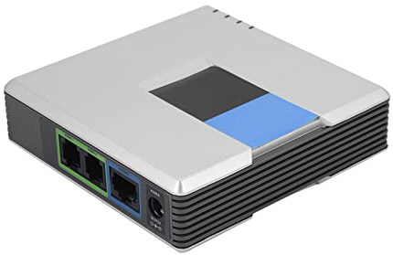 LEEZAD Voip Gateway, Adattatore Telefonico Internet Portatile con 2 Porte per Voice Over IP, Supporto Fax e Compressione Multivoce G.711, G.726, G.729, G.723.1 Protocollo Sip V2(Unione Europea)