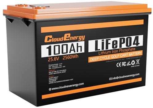 CloudEnergy LiFePO4 batería 24V 100Ah, MAX. 2560W Potencia 100A BMS batería de Litio, 6000+ ciclos de Vida, 10 años de Vida útil, Ideal para Marina, Solar y autocaravanas